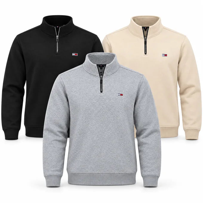 Pack Trio Demi-Zip – 3 Couleurs Premium : Noir, Gris & Beige