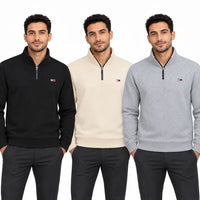 Pack Trio Demi-Zip – 3 Couleurs Premium : Noir, Gris & Beige