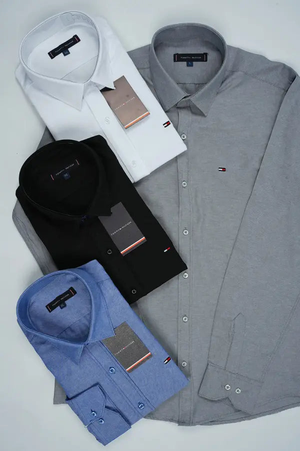 Pack de 4 Chemises Tommy Oxford coton piqué