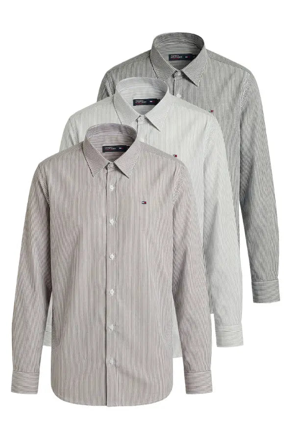 Pack Des Boss – 3 Chemises Tommy Rayée 100% Coton Oxford Ref-TC6331S