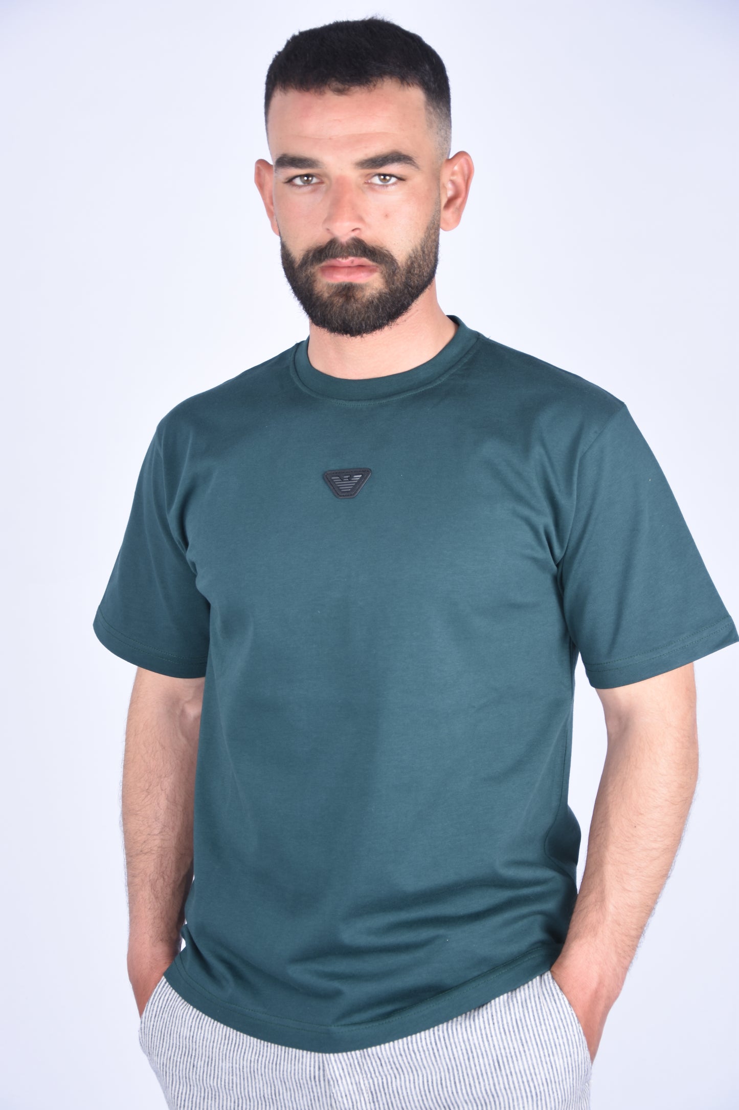 Pack de 3 T-shirts De Luxe en pur coton Ref-BH77231O ( Blanc + Noir + Vert Royale )