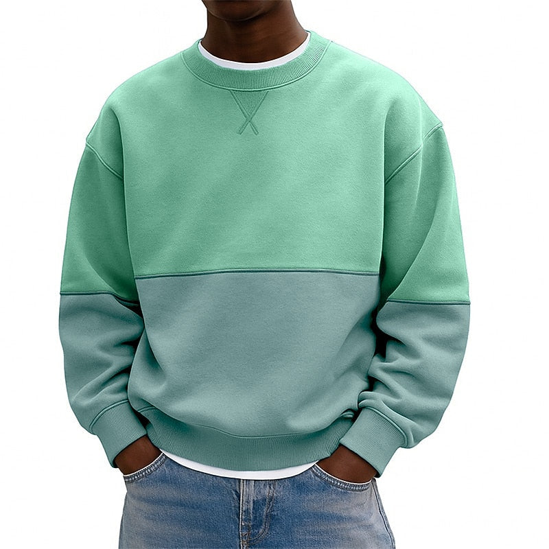 Sweat-shirt patchwork en coton colorblock